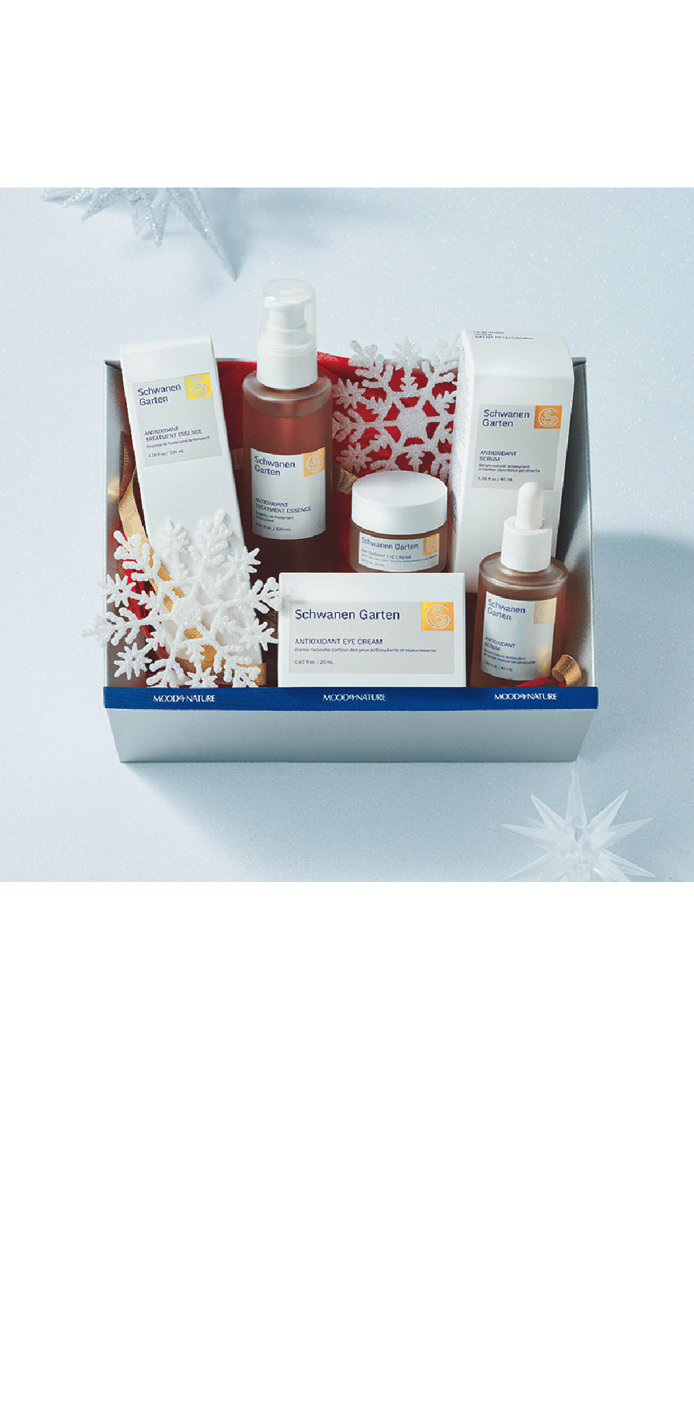 ムードオアネイチャー / 5F Xmas SGスキンケアコフレ  10,440円 10個限定（無くなり次第終了）Schwanen Garten独自の植物由来成分 “SG Antioxidant Source”の開発に成功し全製品に配合しているスキンケアブランドが、渋谷スクランブルスクエア MOOD or NATURE限定エイジングケア＊スペシャルキットをお届けします。敏感肌の方でも、＊年齢に応じたお手入れをしていただけます。