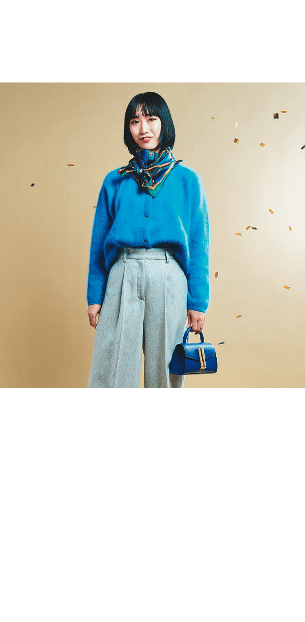 TOMORROWLAND / 7F フラッフィーヤーン クルーネックカーディガン 37,400円 ふんわりとした毛足感とソフトなタッチで軽やかな着心地が魅力です。フロントにはメタルボタンを配し、レディライクな雰囲気を演出しています。羽織りとしてはもちろん、ボタンを留めてプルオーバーのように着こなすのもおすすめです。エレガントにもカジュアルにも、幅広いスタイリングに活躍してくれる万能なアイテムです。