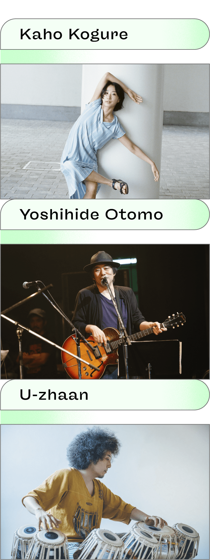 Kaho Kogure、U-zhaan、Yoshihide Otomo